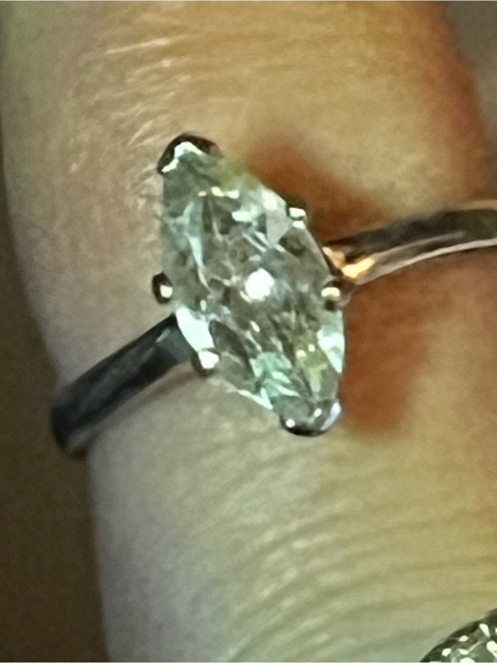 Vintage Sterling Silver Marquise-Cut CZ Ring size 4.5 - Picture 4 of 4